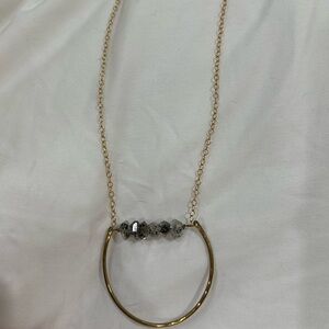 Gray Quartz Gold Necklace